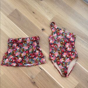 Summersalt Floral One-Shoulder Swimsuit Set with skirt size 8/ medium